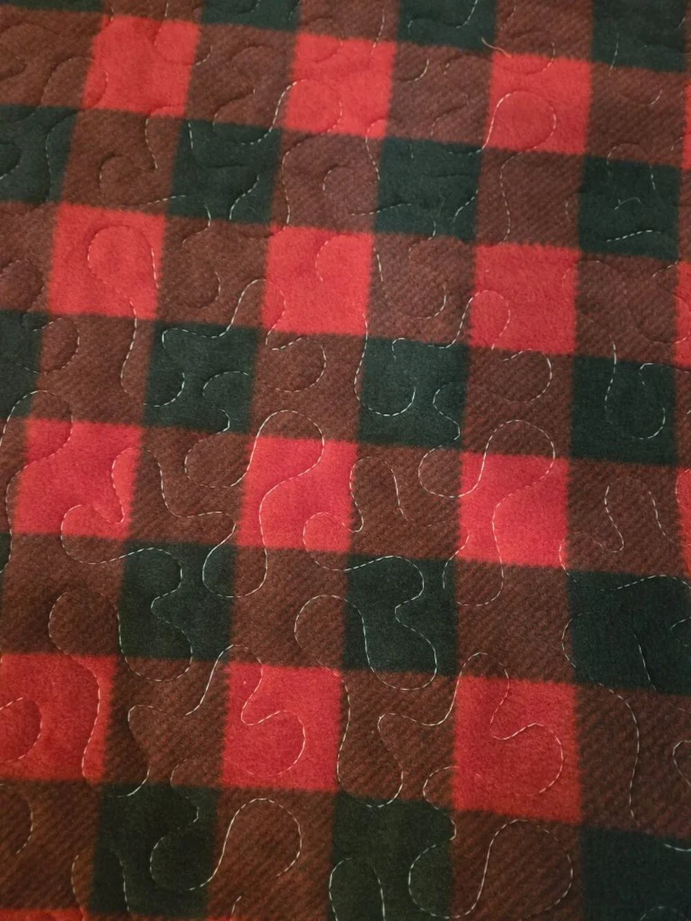 Handmade Snowman Christmas Quilt with Buffalo Plaid Fleece Throw, 47